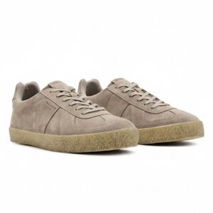 All Saints “Jaimee” Taupe Suede Low Top Sneakers Size 44 Or US 11 Like New!